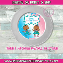 Load image into Gallery viewer, Phil and lil gender reveal charger plate inserts-digital-print-phil or lil-gender reveal party supplies-gender reveal plate-arfican american