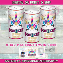 Load image into Gallery viewer, Rainbow unicorn tootsie roll candy bank jar-candy bank-party favors-custom party favors-rainbow unicorn party-unicorn birthday favors-candy