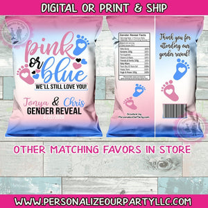 Gender reveal chip bag- chip bag wrappers-digital-print-pink or blue we love you gender reveal party-gender reveal favors-gender reveal