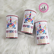 Load image into Gallery viewer, Rainbow unicorn tootsie roll candy bank jar-candy bank-party favors-custom party favors-rainbow unicorn party-unicorn birthday favors-candy