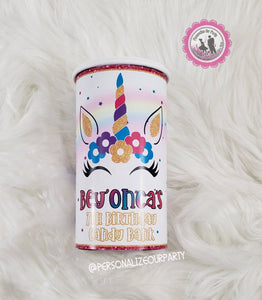 Rainbow unicorn tootsie roll candy bank jar-candy bank-party favors-custom party favors-rainbow unicorn party-unicorn birthday favors-candy