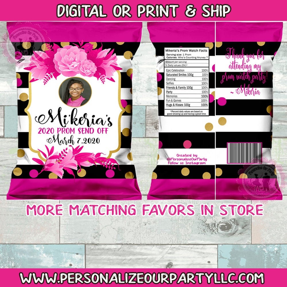 prom chip bags/wrappers -digital-print-chip bags-party favors-prom watch party favors-prom send off party-prom party favors-prom favors