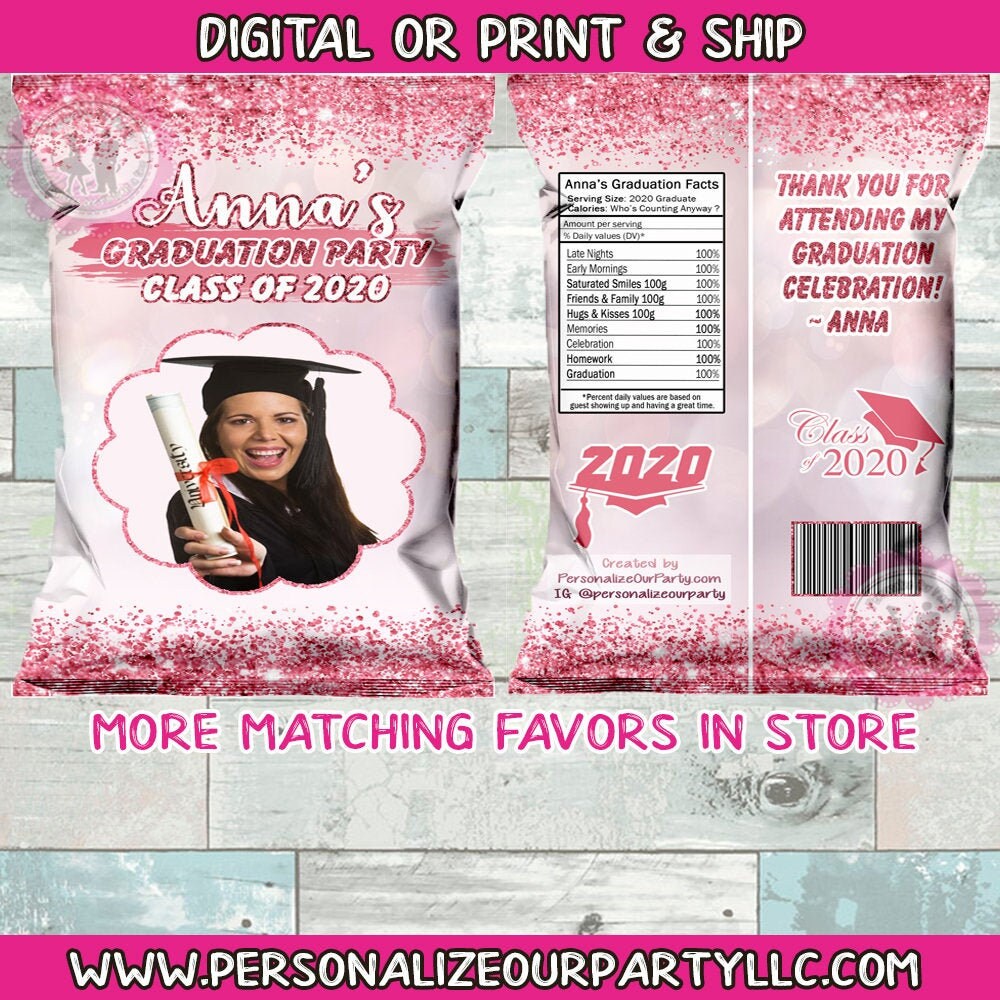 Pink & rose gold graduation chip bag/wrappers-digital-print-chip bag-p ...