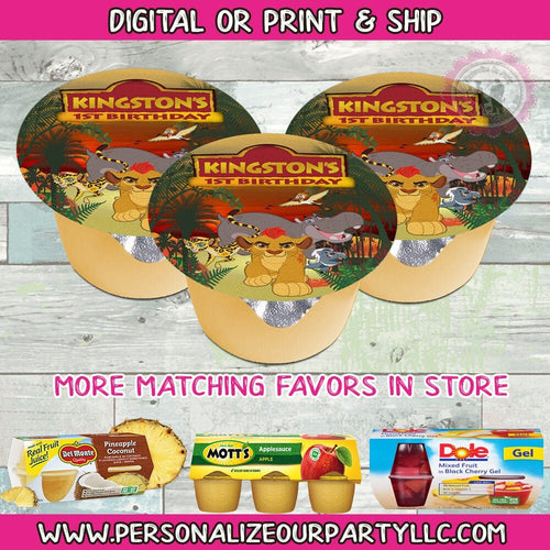 Lion guard inspired 4oz applesauce cup stickers-lion guard party favors-lion guard birthday-lion guad jello stickers-custom party favors