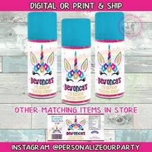 Load image into Gallery viewer, Rainbow unicorn silly spray favors-unicorn goofy spray party favors-unicorn favors-silly spray-funny spray-digital-printed-rainbow uicorn