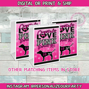 Victoria's Secret love pink inspired favor bags-love pink party favors-love pink gift bags-digital-print-love pink treat bags-VS sweet 16