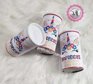Rainbow unicorn tootsie roll candy bank jar-candy bank-party favors-custom party favors-rainbow unicorn party-unicorn birthday favors-candy