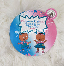 Load image into Gallery viewer, Phil and lil gender reveal charger plate inserts-digital-print-phil or lil-gender reveal party supplies-gender reveal plate-arfican american