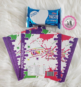 slime party rice krispy treats/wrappers-slime party favors-slime birthday-slime party treats-digital party favors-printed-slime-glow party