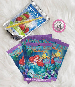 Little Mermaid Ariel Capri Sun labels - Juice Pouch - Party - Birthday - Digital- Download - Decorations - Personalized - Kool Aid Jammers