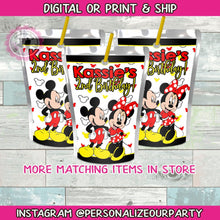 Load image into Gallery viewer, Mickey &amp; Minnie Mouse inspired capri sun juice pouch labels-digital-printed-minnie mouse party favors-juice pouch labels-kool aid jammers