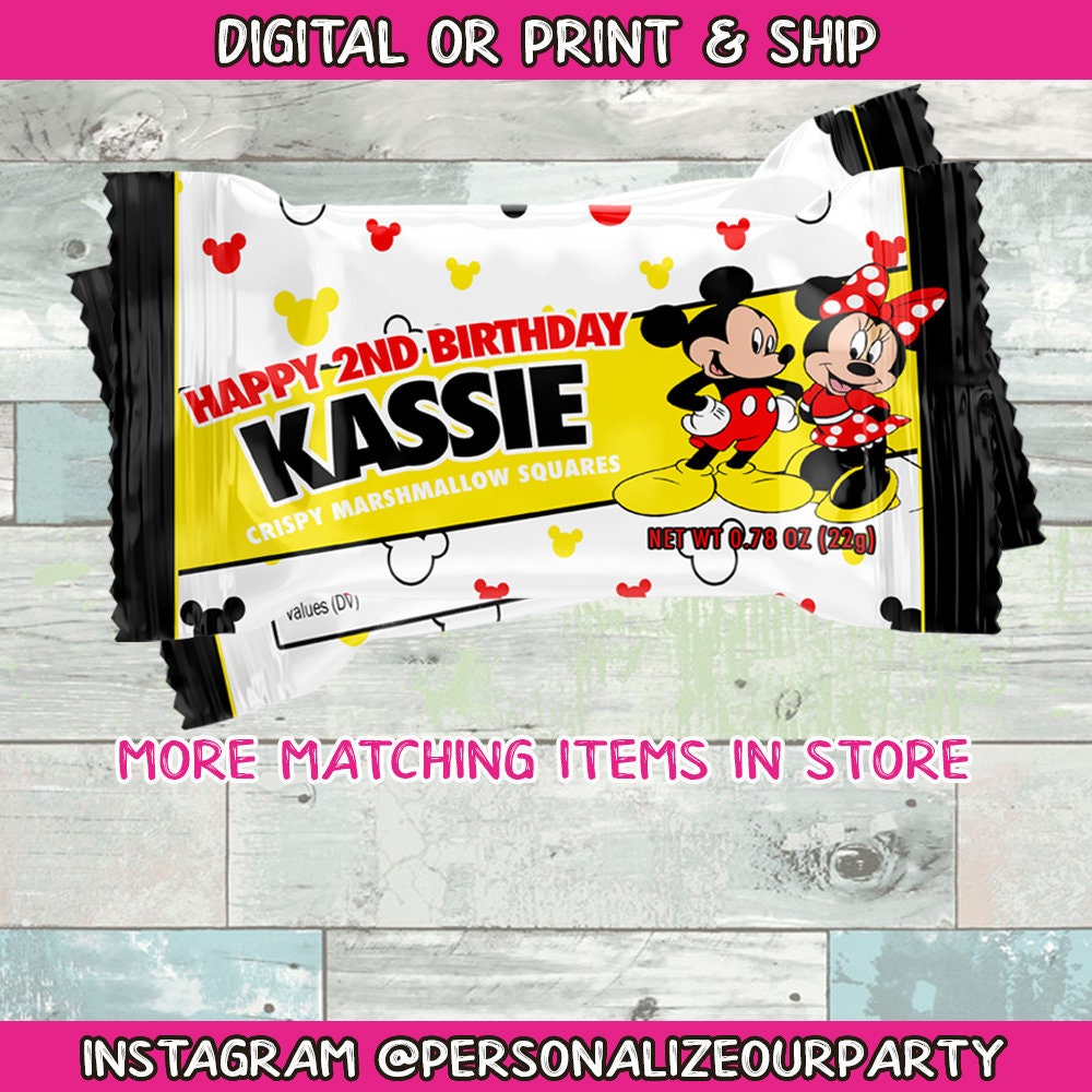 Mickey Mouse & Minnie mouse inspired rice krispy treat wrappers-mickey mouse party favors-minnie mouse party favors-party bags-candy favors