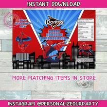 Load image into Gallery viewer, Spider-man nacho average valentine chip bag wrappers-INSTANT DOWNLOAD-spiderman valentines party favors-spider-valentine&#39;s day party favors