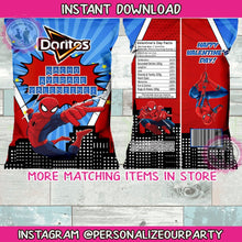 Load image into Gallery viewer, Spider-man nacho average valentine chip bag wrappers-INSTANT DOWNLOAD-spiderman valentines party favors-spider-valentine&#39;s day party favors