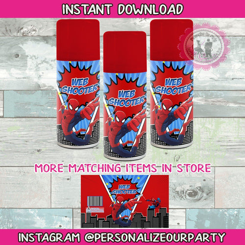 INSTANT DOWNLOAD spider man web shooter-spider man silly spray-spiderman silly string-goofy string-funny spray-digital-spider-man birthday