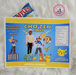 Pokemon inspired chip bag wrappers-digital-printed-pokemon party favor Personalize Our Party Pokemon inspired chip bag wrappers-digital-printed-pokemon party favor Personalize Our Party