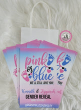 Load image into Gallery viewer, Pink or blue gender reveal gift bags-gift bag labels-gender reveal party favors-pink or blue we love you-boy or girl gender reveal favors