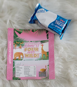 Four ever wild safari jungle rice krispy treat/wrappers-digital-print-safari party favors-animal party favors-girl safari party-jungle party