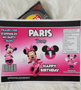 Minnie Mouse birthday chip bags/wrappers-minnie mouse party-red minnie mouse party favors-minnie mouse birthday party-1st birthday party