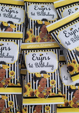 Load image into Gallery viewer, African American sunflower shower chip bag/wrappers-sunflower chip bag-sunflower party favors-sunflower birthday-sunflower favors-party bags
