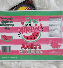 Load image into Gallery viewer, one in a melon chip bags/wrappers-one in a melon party favors-watermelon party-1st birthday-digital-printed-one in a melon-first birthday