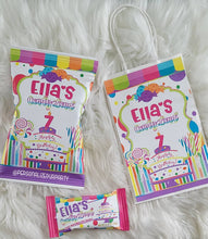 Load image into Gallery viewer, candy landy rice krispy treat/wrappers-candy land party favors-candy landy 1st birthday-candy land-candy land chip bags-rice krispie treats