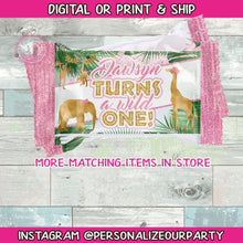 Load image into Gallery viewer, wild one safari/jungle rice krispy treat/wrappers-digital-print-1st birthday party favors-safari party favors-girl safari-jungle party- ne