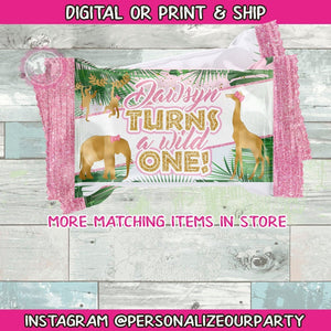 wild one safari/jungle rice krispy treat/wrappers-digital-print-1st birthday party favors-safari party favors-girl safari-jungle party- ne