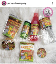 Load image into Gallery viewer, Two wild juice pouch stickers-digital-print-jungle party favors-safari party favors-animal party-jungle party-capri sun labels-juice labels
