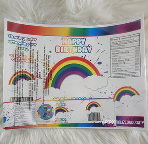 Rainbow chip bag/wrappers-rainbow party favors-rainbow birthday-rainbow treat bags-digital-print-rainbow candy bags-rainbow loot bags-rain