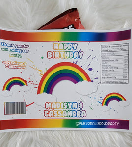 Rainbow chip bag/wrappers-rainbow party favors-rainbow birthday-rainbow treat bags-digital-print-rainbow candy bags-rainbow loot bags-rain