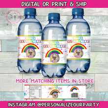 Load image into Gallery viewer, Rainbow water bottle wrappers-rainbow party favors-rainbow birthday-digital-print-rainbow party supplies-rainbow 1st birthday-rainbow treats