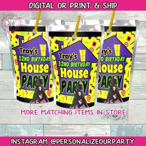 90's House party capri sun  juice pouch stickers-90's party favors-90 house party favors-custom party favors-digital-print-80's house party