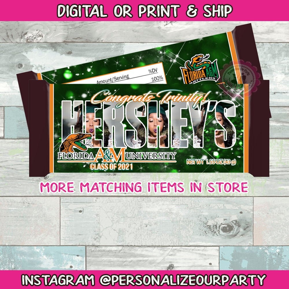 Trunk party chocolate candy bar/ wrappers-graduation party favors-digital-print-college party-graduation-going away party-candy bar favors