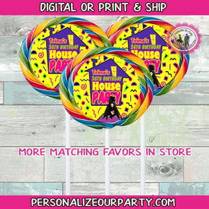 90's House party lollipop stickers-90's party favors-90's birthday-house party favors-custom party favors-digital-print-house party lollipop