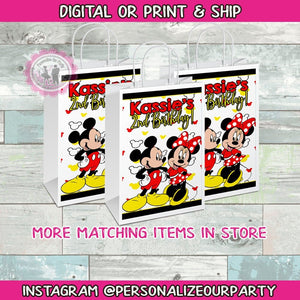 Mickey mouse & Minnie mouse treat bags/labels-digital-print-Mickey mouse party bags-favor bags-gift bags-party favor bags-candy bag labels