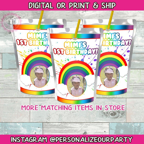 rainbow juice pouch labels-rainbow party favors-rainbow birthday-rainbow party décor-digital-print-rainbow treats-rainbow party supplies