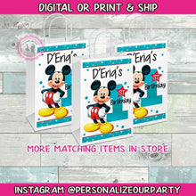 Load image into Gallery viewer, Mickey mouse treat bags/labels-Mickey mouse party favor bags-Mickey mouse candy bags-Mickey mouse party-mickey loot bags-digital-printed