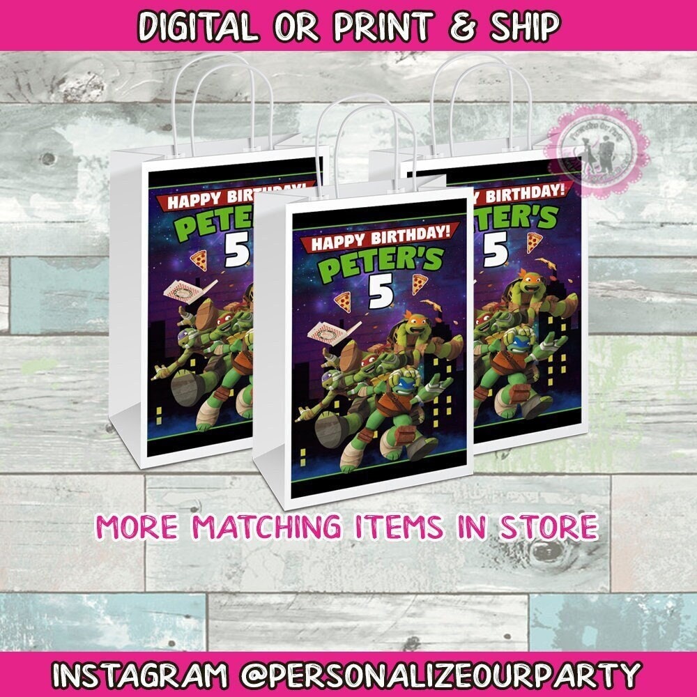 Ninja turtles party bags/labels-digital-print-tmnt party favors-ninja turtles candy bags-treat bags-ninja turtles party favors-ninja party