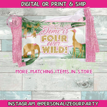 Load image into Gallery viewer, Four ever wild safari jungle rice krispy treat/wrappers-digital-print-safari party favors-animal party favors-girl safari party-jungle party