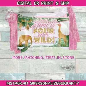 Four ever wild safari jungle rice krispy treat/wrappers-digital-print-safari party favors-animal party favors-girl safari party-jungle party
