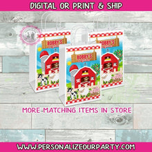 Load image into Gallery viewer, barn yard party bags/labels-barn yard farm animals party-barn yard party favors-digital-print-party bags-candy bags-loot bags-barn yard bags