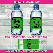 Load image into Gallery viewer, Halloween Frankenstein water bottle labels INSTANT DOWNLOAD-Halloween party supplies-digital-Halloween treats-party decor-water bottles