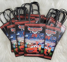 Load image into Gallery viewer, cars gift bag/labels-racing cars party favors-cars 3 party bags-cars  treat bags-cars 2 gift bags-cars birthday party supplies-digital-print