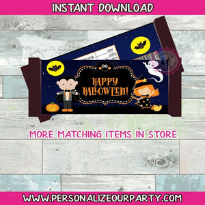 INSTANT DOWNLOAD Halloween chocolate candy bar wrapper-Halloween party favors-halloween birthday-candy bar favors-halloween candy favors