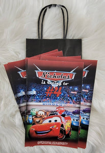 cars gift bag/labels-racing cars party favors-cars 3 party bags-cars  treat bags-cars 2 gift bags-cars birthday party supplies-digital-print