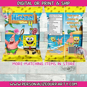 spongebob chip bags/wrappers-digital-print-spongebob 1st birthday