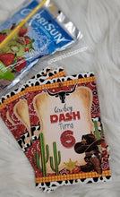 Load image into Gallery viewer, cowboy juice pouch stickers-western juice pouch stickers-western party favors-cowboy party favors-cowboy baby shower-digital-print-capri sun