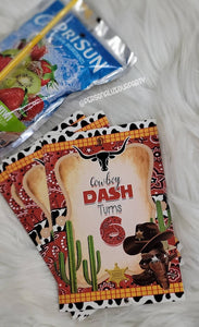 cowboy juice pouch stickers-western juice pouch stickers-western party favors-cowboy party favors-cowboy baby shower-digital-print-capri sun
