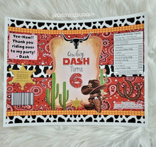 Load image into Gallery viewer, Cowboy chip bag/wrappers-digital-print-western party favors-cow boy party favors-western chip bags-cowboy birthday-western party-cowboy